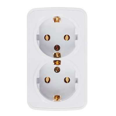 Розетка двойная открытой установки с заз. Intro Polo/Quadro 2х2P+E Schuko 16А-250В, IP20, белая