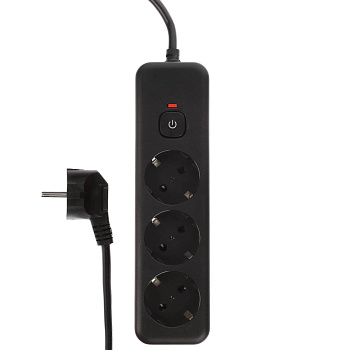 Удлинитель, сетевой фильтр 3 гнезда 3м BY Black, выкл., 2500Вт, чёрный