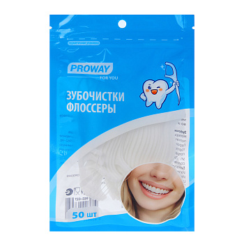 Зубочистки пластиковые с зубной нитью тм PROWAY, 50шт