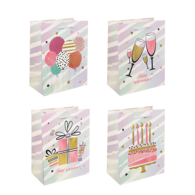 Пакет подарочный тм Fntastic M 18x23x10см, бумага, 4 дизайна, арт.5