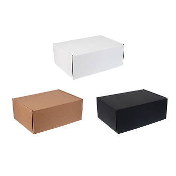 Коробка складная с лентой, 31x22x12 см, гофрокартон, 3 цвета