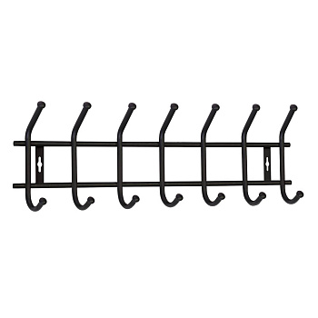 Вешалка настенная, 7 крючков, металл, цвет матовый черный