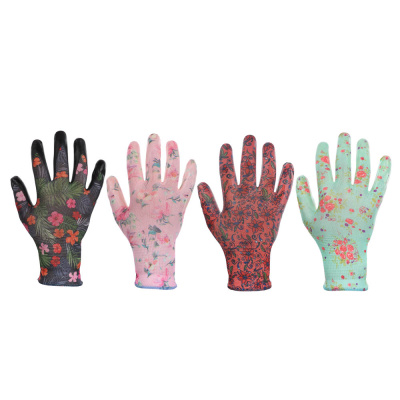 INBLOOM Перчатки садовые с нитриловым полуобливом, полиэстер, 9 размер, 23см, 31г, цветные