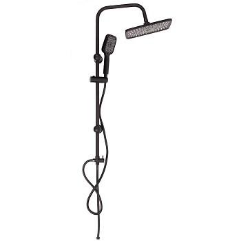 RAIN Душевая система, верхний душ 1 режим 300x200мм, ручной душ 1 режим 95x115мм, черный
