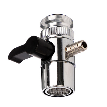 Диверотор-переходник для смесителя, отвод для шланга d=8мм, цинк, хром