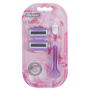 PROWAY Станок для бритья женский (5 лезвий) + 2 сменных кассеты, пластик