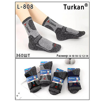 Термоноски детские, тм TURKAN, 12-14 лет, 85% шерсть, 10% ангора, 5% лайкра, разноцветные, L-808