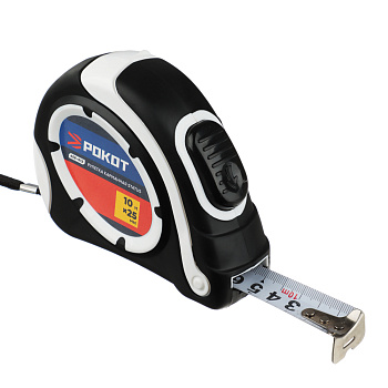 РОКОТ Рулетка "СТАТУС", 10м х 25мм, автостоп, одинарный зацеп, корпус ABS