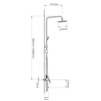 СоюзКран Душевая система со смесителем (кер. картридж 35мм, цинк), верхний душ 1 режим, ручной 3 реж