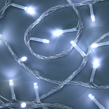 СНОУ БУМ Гирлянда эл. вьюн 10м, 100 LED, белый, пост. свеч., ПВХ прозр., коннектор, 220В
