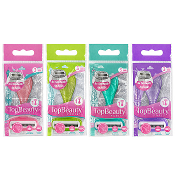 Станок для бритья женский TopBeauty Paris Mini + сменная кассета (3 лезвия), 1шт