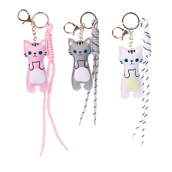 Подвеска брелок шнур паракорд и котик тм ЮL, ПУ, нейлон, металл, 9,5х4,5 см, 3 цвета