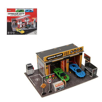 ИГРОЛЕНД Набор игровой "Сервисный центр", 2 машины, PP, металл, 24х21х4 см, 2 дизайна