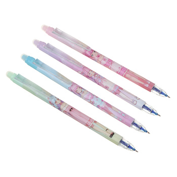 Авторучка гелевая "пиши-стирай" синяя, цветной корпус с принтом "Куколки", 3 дизайна