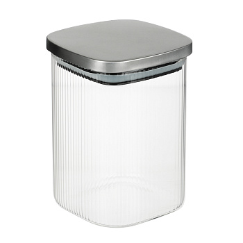VETTA Рельеф Банка для хранения с металлической крышкой 1000мл, 14х10см, стекло
