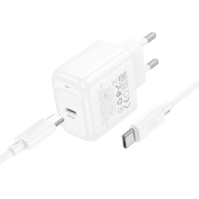 Комплект СЗУ hoco. модель CS53A, USB-C, PD25Вт, каб. C-C, белый