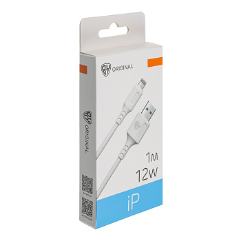 Кабель для зарядки USB(A)-iP BY Fusion, 12Вт, 1 м, 2.4A, TPE, белый