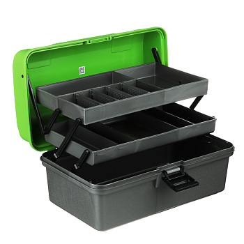 AZOR FISHING Ящик рыболова двухполочный, 40x19,5x21см, пластик, зеленый (MB-PL-07_1 )
