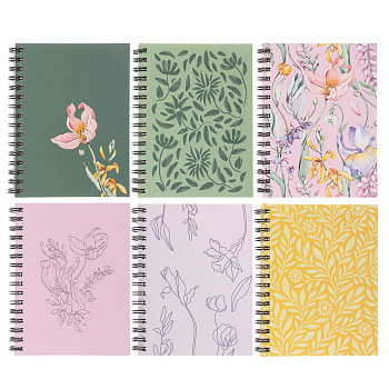 Блокнот "Botanica", 105х140 мм, 80л, клетка, мягкий переплет, спираль, в ассортим.