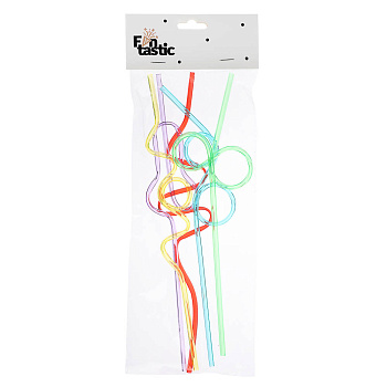 Трубочки для напитков тм Fntastic 5шт, "Крэйзи", фигурные, цветные, 25см