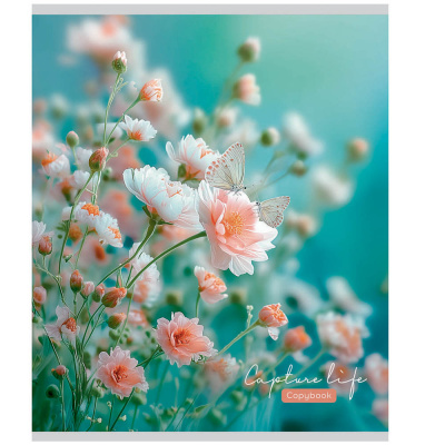 Тетрадь 48 л., А5, в клетку, БЕЛЫЕ ЛИСТЫ, обложка картон, скрепка, мат.ламинация