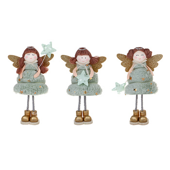 СНОУ БУМ Сувенир Ангел 21 см, полиэстер, зеленый, 3 вида