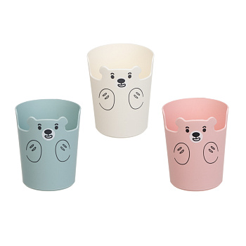 Подставка для пишущих принадлежностей "Мишка" 8,5х8,5х10,5см, пластик, 3 цвета