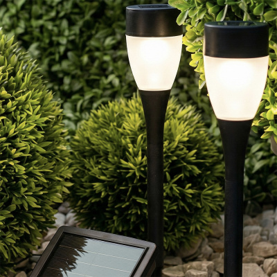 INBLOOM Фонарь садовый на солн. батарее, 4.5х25.5см, 1х1 1.2V 2/3ААА 100mAh, 1LED*белый, пластик