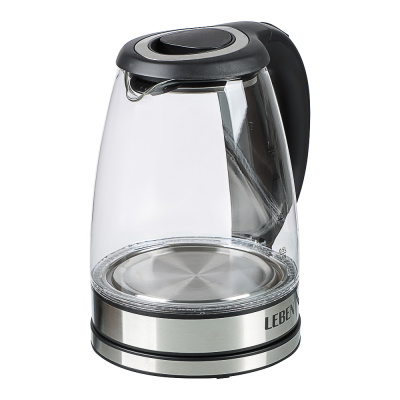 LEBEN Чайник электрический 1,8л стекло, черный