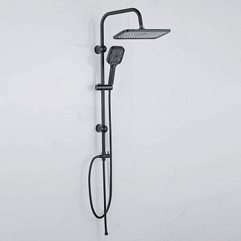 RAIN Душевая система, верхний душ 1 режим 300x200мм, ручной душ 1 режим 95x115мм, черный