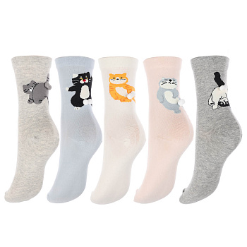 Носки универсальные с декором, тм Turkan, р. 36-41, 90%хлопок, 8% п/а, 2%лайкра,разноцветные, R0326