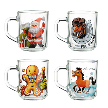 Кружка Символ года 200мл, 4 дизайна, стекло