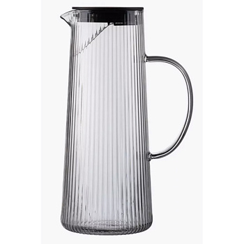 Кувшин с крышкой тм MILLIMI Симпл, 1500мл, стекло, рифленый