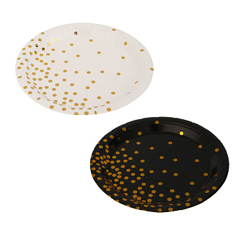 Fntastic Набор тарелок одноразовых, 6 шт, 18 см, бумага, белый, черный