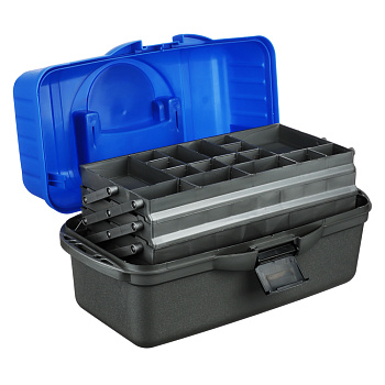 AZOR FISHING Ящик рыболова трехполочный, 45x22,x24см, пластик, синий (MB-PL-07_2)