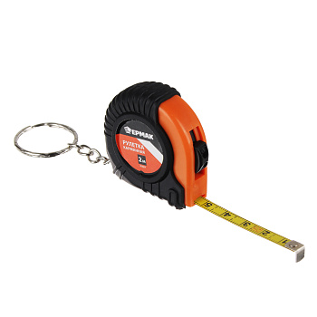 ЕРМАК Рулетка "БРЕЛОК" 2м, одинарный зацеп, корпус ABS+TPR