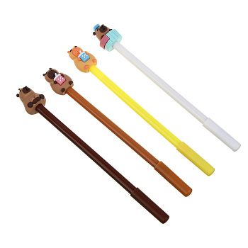 Ручка гелевая синяя, с наконечником в форме капибары, 4 дизайна