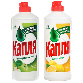 Средство для мытья посуды КАПЛЯ Vox соль-эффект лимон/яблоко, п/б, 450г