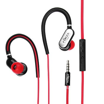 Наушники проводные внутриканальные FORZA, с дужками, гарнитура, коробка картон