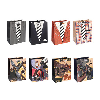 Пакет подарочный бумажный тм LADECOR M 18x23x10 см, для мужчин арт 1, 8 дизайнов
