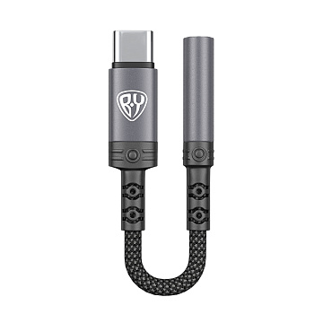 Переходник SoundCore Type-С-AUX (F) 3.5мм mini jack 4pin BY, 0,12 м, позолоченный, нейлон, черный
