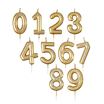 Свеча для торта - цифра тм Fntastic , 5,8 см, цвет золото с узором, парафин, пластик, (0-9)