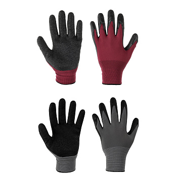 INBLOOM Перчатки с морщинистым латексным полуобливом р.10, 25см, полиэстер, 55г