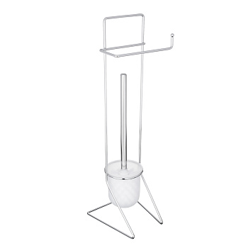 VETTA Стойка напольная с ершом и держателем для туалетной бумаги, хром, стекло, нерж.сталь