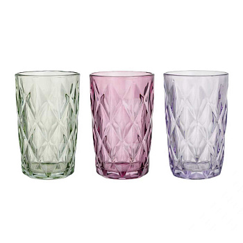 Набор стаканов тм MILLIMI Ромб, 350мл, стекло, 3 шт, цвет