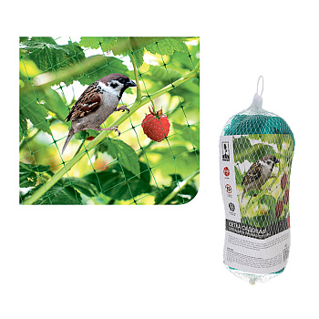 Сетка для защиты урожая от птиц тм INBLOOM, 5х10м, полиэтилен, зеленая