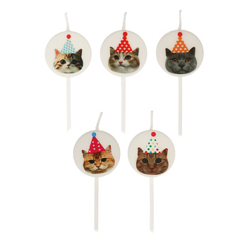 Набор свечей для торта тм Fntastic, 6,5 см, 5 шт, "Коты", парафин