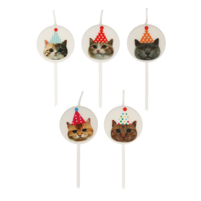 Набор свечей для торта тм Fntastic, 6,5 см, 5 шт, "Коты", парафин