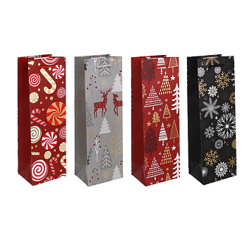 Пакет подарочный тм СНОУ БУМ 11,5x9x35см, бумага, 4 дизайна