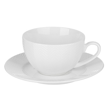 Набор чайный 2 пр., 230мл, MILLIMI, белый рельеф, фарфор